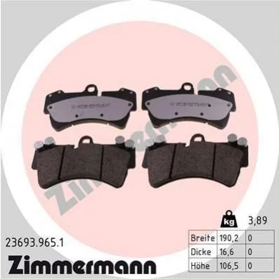 <strong>Колодки гальмівні дискові ZIMMERMANN 23693.965.1 (фото 1)</strong>