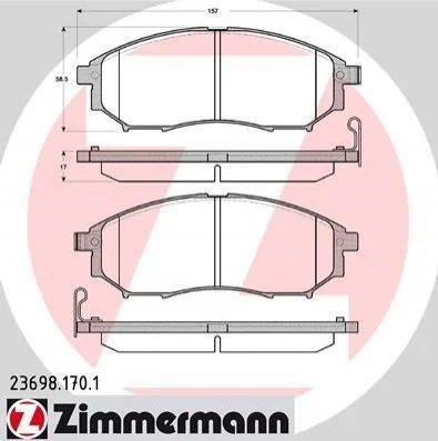 <strong>Колодки гальмівні дискові ZIMMERMANN 23698.170.1 (фото 1)</strong>