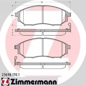 Колодки гальмівні дискові для ZIMMERMANN 23698.170.1 фото товару