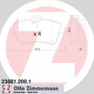 Колодки гальмівні дискові для Mercedes ZIMMERMANN 23881.200.1 фото товару