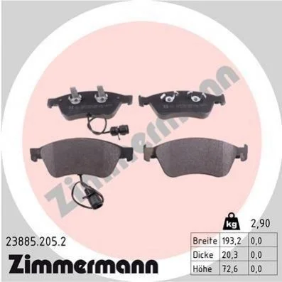 <strong>Колодки гальмівні дискові, к-кт ZIMMERMANN 238852052 (фото 1)</strong>