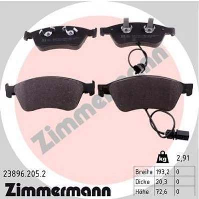 <strong>Колодки гальмівні дискові ZIMMERMANN 23896.205.2 (фото 1)</strong>