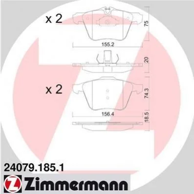 <strong>Колодки тормозные дисковые, к-кт ZIMMERMANN 240791851 (фото 1)</strong>