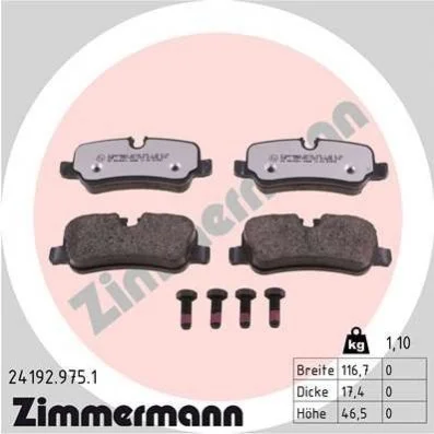 <strong>Колодки гальмівні дискові, к-кт ZIMMERMANN 24192.975.1 (фото 1)</strong>