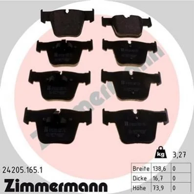 <strong>Колодки гальмівні дискові ZIMMERMANN 24205.165.1 (фото 1)</strong>