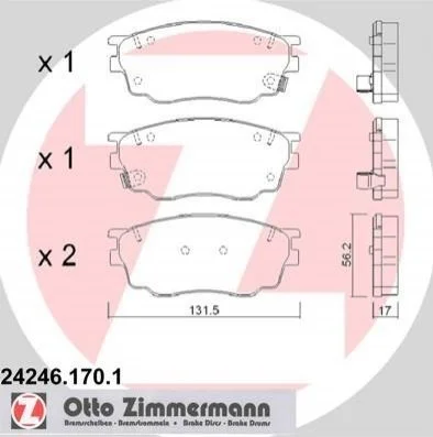 <strong>Колодки гальмівні дискові ZIMMERMANN 24246.170.1 (фото 1)</strong>