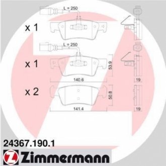 Колодки тормозные дисковые, к-кт ZIMMERMANN 243671901 (фото 1)