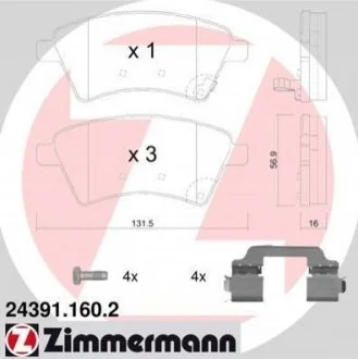 Колодки гальмівні дискові для ZIMMERMANN 24391.160.2 фото товару