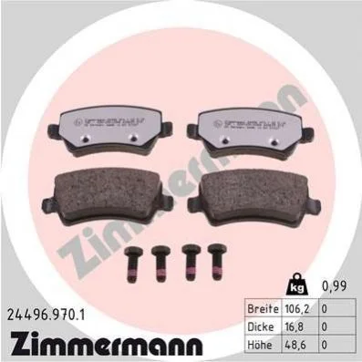 <strong>Колодки гальмівні дискові ZIMMERMANN 24496.970.1 (фото 1)</strong>