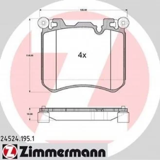 Колодки гальмівні дискові для BMW ZIMMERMANN 24524.195.1 фото товару