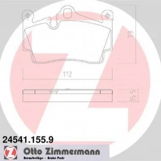Колодки гальмівні дискові, к-кт для Porsche ZIMMERMANN 245411559 фото товару
