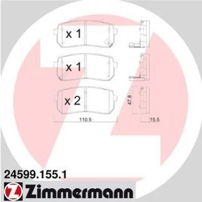 <strong>Колодки гальмівні дискові ZIMMERMANN 24599.155.1 (фото 1)</strong>