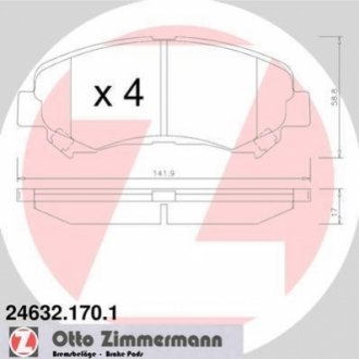 Колодки гальмівні дискові, к-кт ZIMMERMANN 24632.170.1