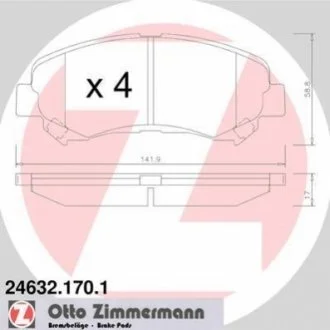 Колодки гальмівні дискові, к-кт для ZIMMERMANN 24632.170.1 фото товару