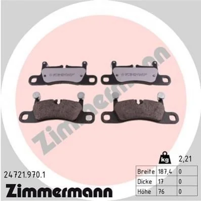 <strong>Колодки гальмівні дискові, к-кт ZIMMERMANN 24721.970.1 (фото 1)</strong>