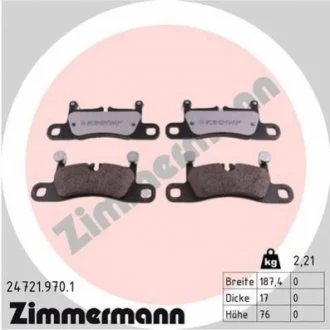 Колодки гальмівні дискові, к-кт для Porsche ZIMMERMANN 24721.970.1 фото товару