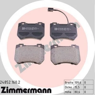 <strong>Колодки гальмівні дискові ZIMMERMANN 24852.160.2 (фото 1)</strong>