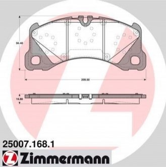 Колодки тормозные дисковые ZIMMERMANN 25007.168.1 (фото 1)
