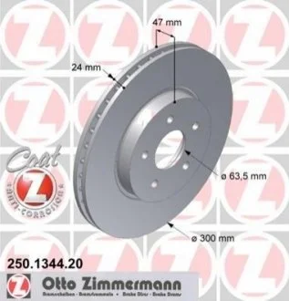 Диск гальмівний для Jaguar, Ford ZIMMERMANN 250.1344.20 фото товару