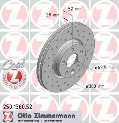 <strong>Диск гальмівний SPORT Z ZIMMERMANN 250.1360.52 (фото 1)</strong>