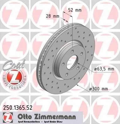 <strong>Диск гальмівний ZIMMERMANN 250.1365.52 (фото 1)</strong>