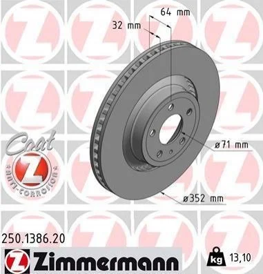 <strong>Диск гальмівний ZIMMERMANN 250.1386.20 (фото 1)</strong>
