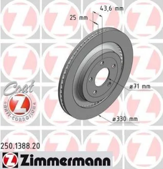 Диск гальмівний для ZIMMERMANN 250.1388.20 фото товару