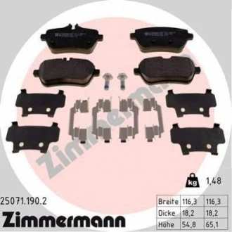 Колодки гальмівні дискові, к-кт для Mercedes ZIMMERMANN 25071.190.2 фото товару
