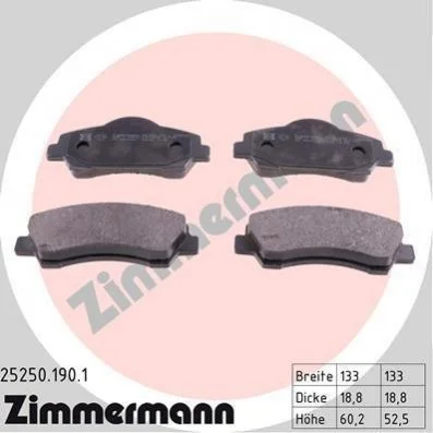 <strong>Колодки гальмівні дискові ZIMMERMANN 25250.190.1 (фото 1)</strong>