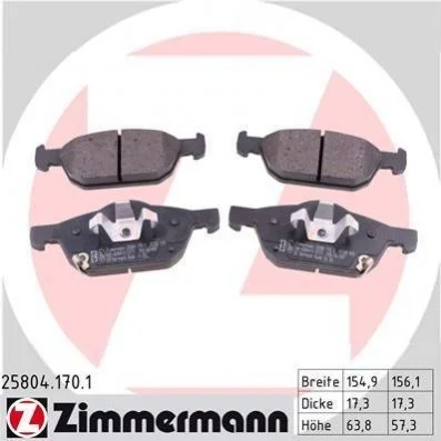 <strong>Колодки гальмівні дискові ZIMMERMANN 25804.170.1 (фото 1)</strong>