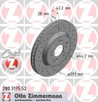 <strong>Диск гальмівний SPORT Z ZIMMERMANN 280.3175.52 (фото 1)</strong>