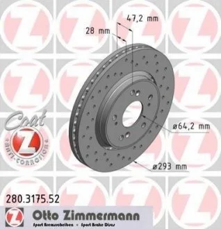 Диск гальмівний SPORT Z для ZIMMERMANN 280.3175.52 фото товару