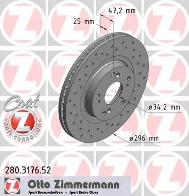 <strong>Диск гальмівний ZIMMERMANN 280.3176.52 (фото 1)</strong>