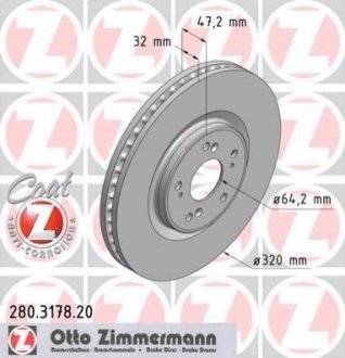 Диск гальмівний Coat Z ZIMMERMANN 280317820 фото товару