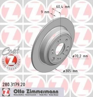 Диск гальмівний для Honda ZIMMERMANN 280.3179.20 фото товару
