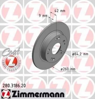 Диск гальмівний Coat Z для ZIMMERMANN 280318620 фото товару