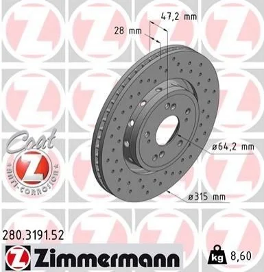 <strong>Диск тормозной ZIMMERMANN 280.3191.52 (фото 1)</strong>
