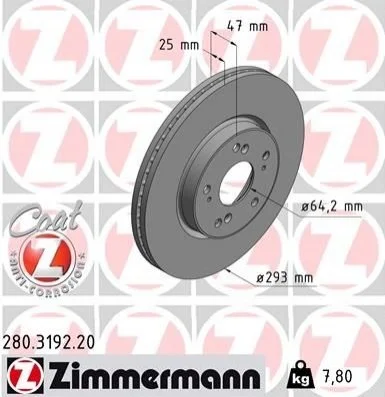 <strong>Диск гальмівний ZIMMERMANN 280.3192.20 (фото 1)</strong>
