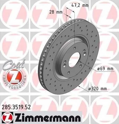 <strong>Диск гальмівний ZIMMERMANN 285.3519.52 (фото 1)</strong>
