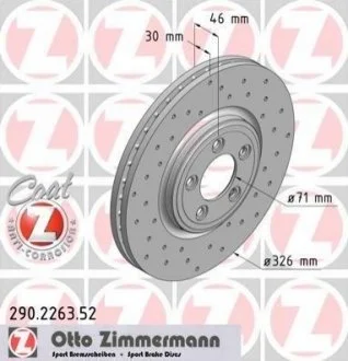 Диск гальмівний SPORT Z для Jaguar ZIMMERMANN 290226352 фото товару