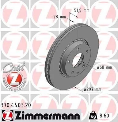 <strong>Диск гальмівний ZIMMERMANN 370.4403.20 (фото 1)</strong>