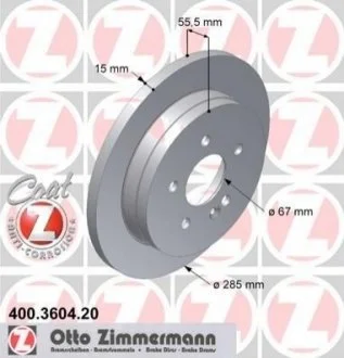 Диск гальмівний для Mercedes ZIMMERMANN 400.3604.20 фото товару