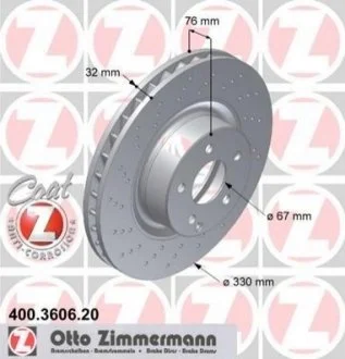 Диск гальмівний Coat Z для Mercedes ZIMMERMANN 400.3606.20 фото товару