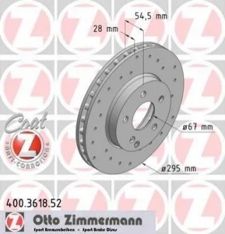 Диск гальмівний для ZIMMERMANN 400.3618.52 фото товару