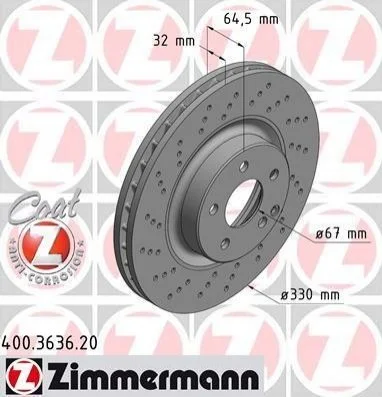 <strong>Диск гальмівний ZIMMERMANN 400.3636.20 (фото 1)</strong>