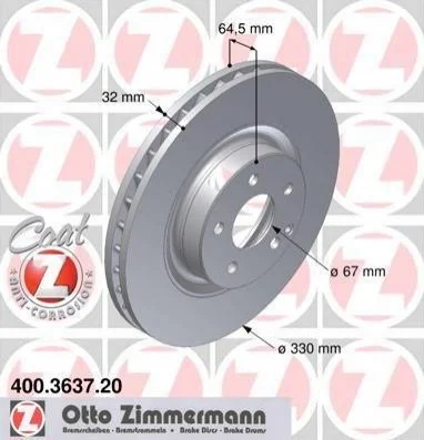 <strong>Диск гальмівний Coat Z ZIMMERMANN 400.3637.20 (фото 1)</strong>
