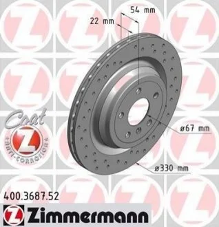 Диск гальмівний для Mercedes ZIMMERMANN 400.3687.52 фото товару