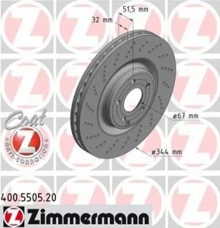 Диск гальмівний для Mercedes ZIMMERMANN 400.5505.20 фото товару