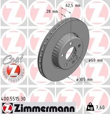 <strong>Диск гальмівний FORMULA S ZIMMERMANN 400.5515.30 (фото 1)</strong>