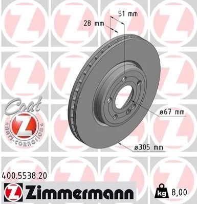 <strong>Диск гальмівний ZIMMERMANN 400.5538.20 (фото 1)</strong>